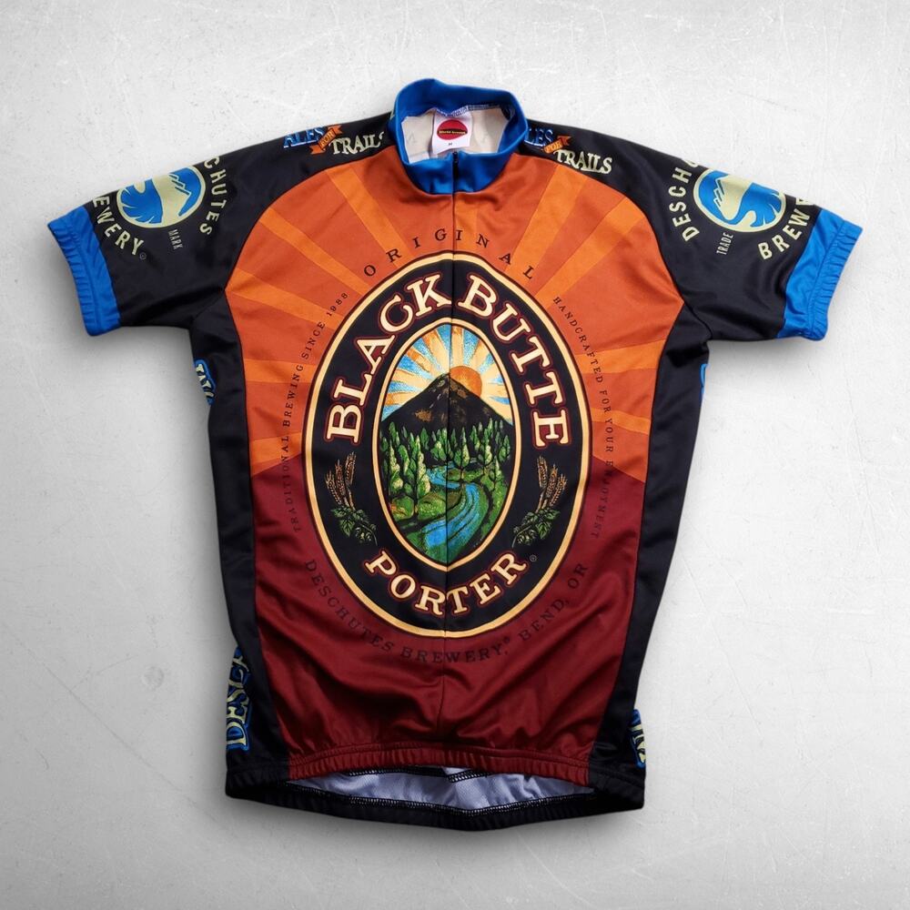 World Jerseys Black Butte Porter Cycling Jersey M Graphic Back Pockets Bike‎
